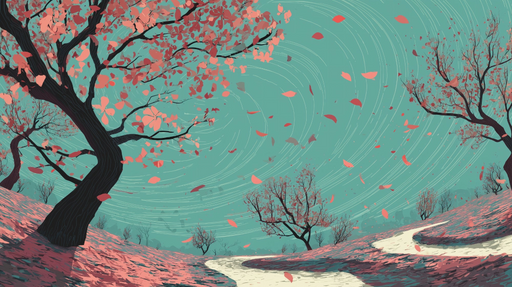 Papier peint automne Paysage onirique avec feuilles dansantes