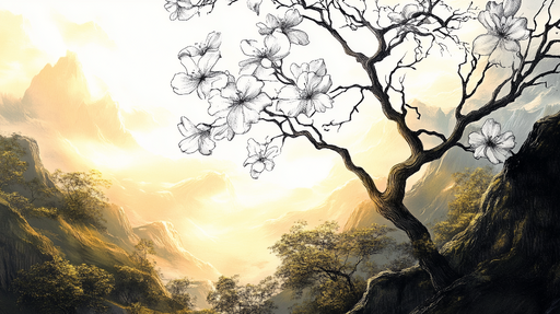 Papier peint paysage floral Nature apaisante