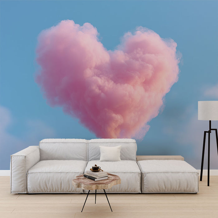Papier peint nuage rose | Design en forme de coeur