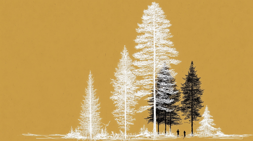 Papier peint forêt silhouettes Design minimaliste sur fond beige