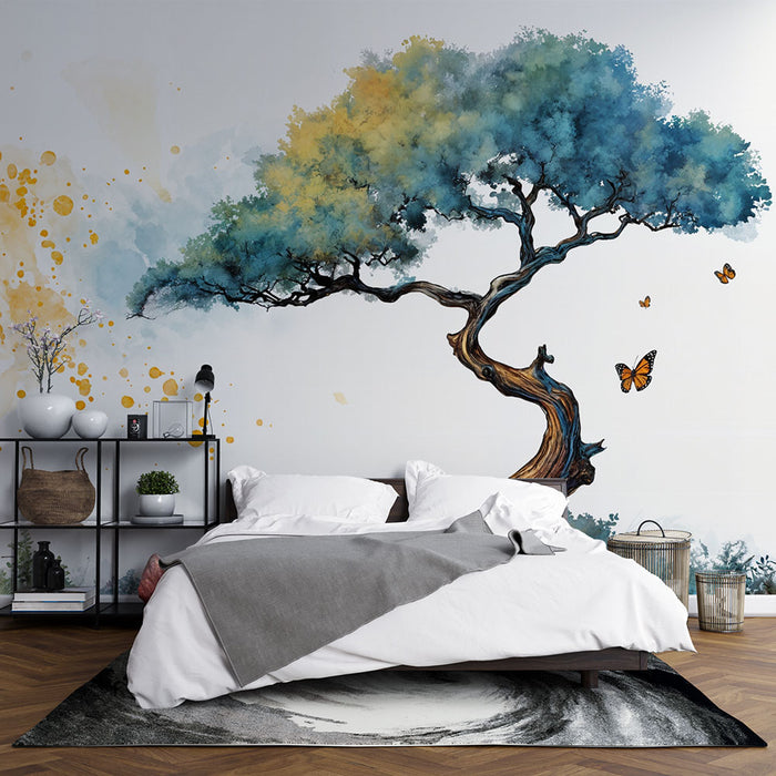 Papier peint nature | Arbre magique aquarelle