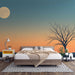 Papier peint paysage coucher de soleil avec arbre silhouette pour chambre moderne