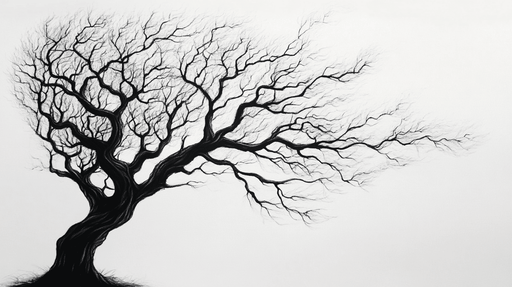 Papier peint arbre minimaliste Design en noir et blanc