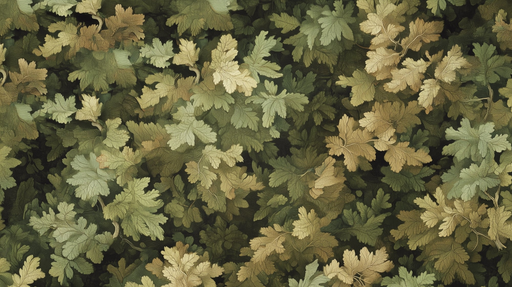 Papier peint feuilles Feuillage dense vert et or