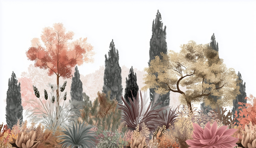 Papier peint paysage naturel Arbres élégants