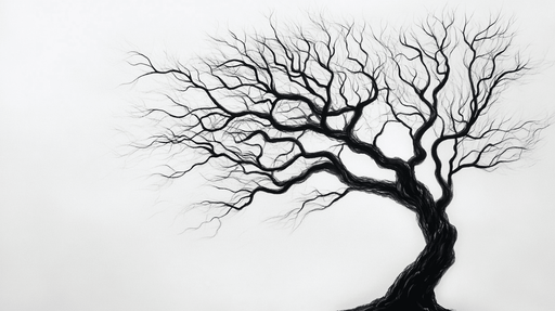 Papier peint arbre Illustration minimaliste en noir et blanc