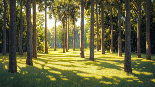 Papier peint palmiers Forêt exotique ensoleillée