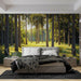 Papier peint panoramique forêt tropicale avec palmiers pour chambre à coucher moderne