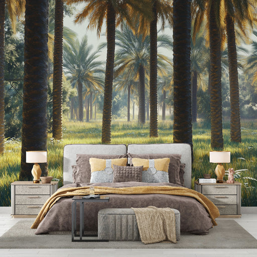 Papier peint panoramique forêt de palmiers pour chambre à coucher moderne