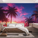 Papier peint coucher de soleil tropical avec palmiers pour chambre moderne