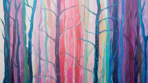 Papier peint Forêt Colorée Art Abstrait en Couleurs Pastel