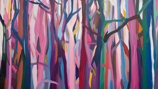 Papier peint abstrait forêt Couleurs vives et formes organiques