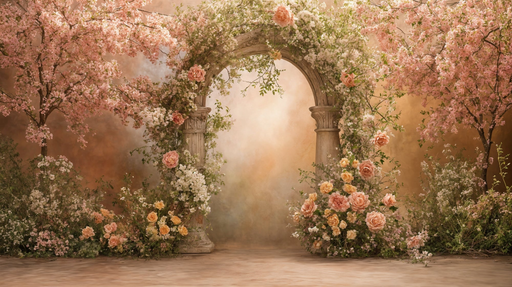 Papier peint floral Arc fleuri romantique