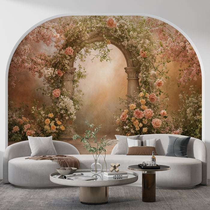 Papier peint floral | Arc fleuri romantique