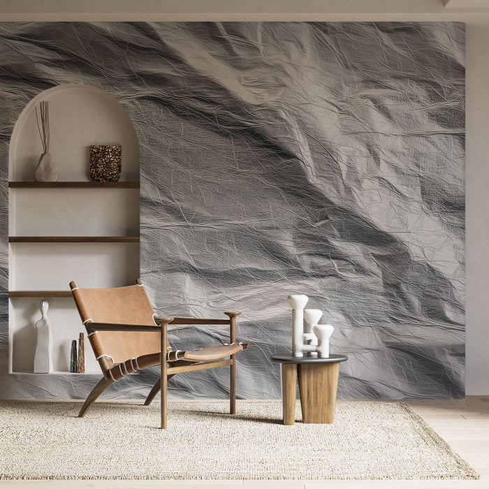 Papier peint métallique | Design texturé argenté brillant