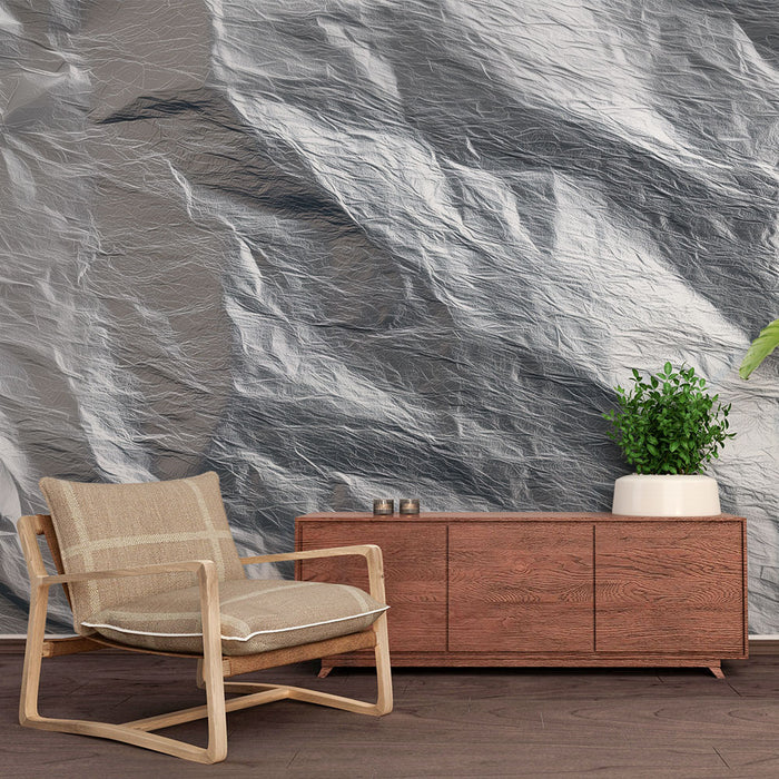 Papier peint texture métallique | Aspect argenté ondulé