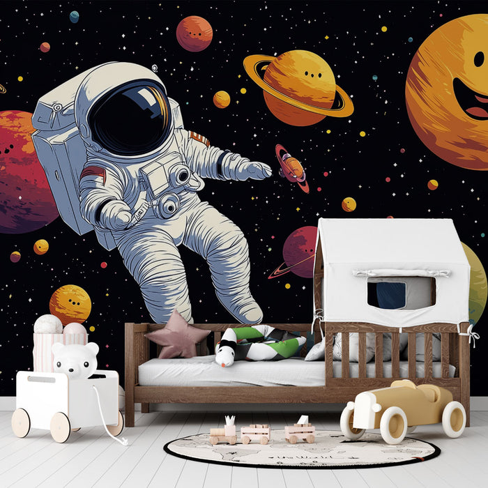 Papier peint astronaute | Univers joyeux et coloré