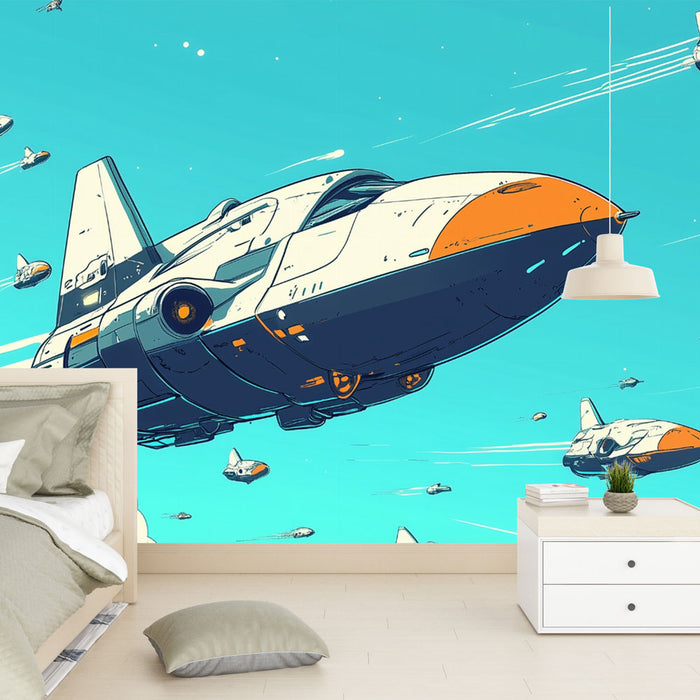 Papier peint futuriste | Engin spatial dans le ciel