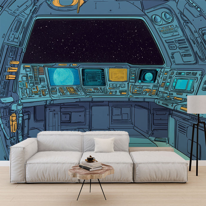 Papier peint cabine spatiale | Vue futuriste
