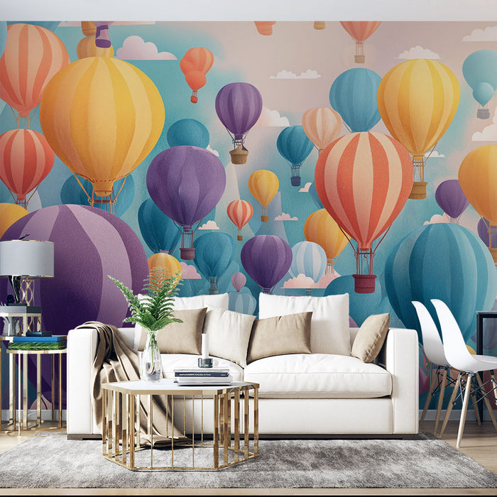 Papier peint montgolfières | Évasion colorée dans le ciel