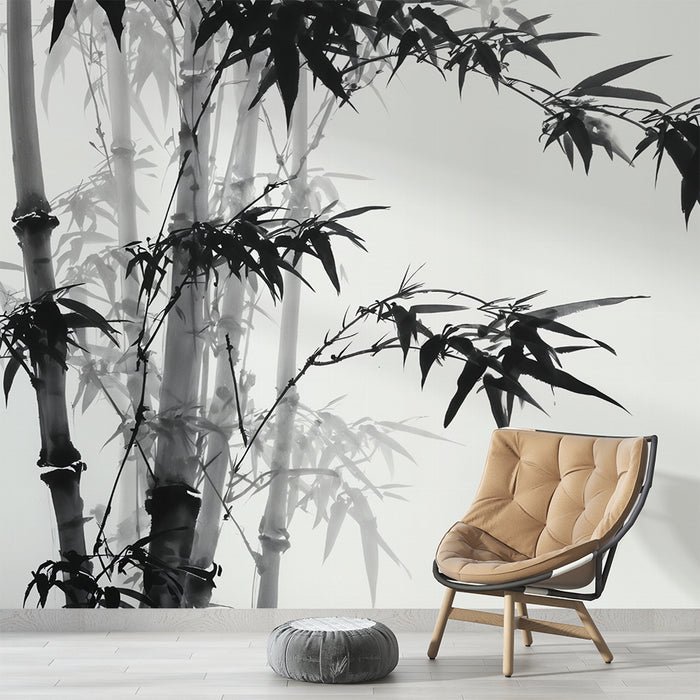 Papier peint bambou | Design minimaliste en noir et blanc