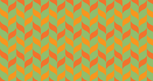 Papier peint géométrique Motifs ondulés orange et vert