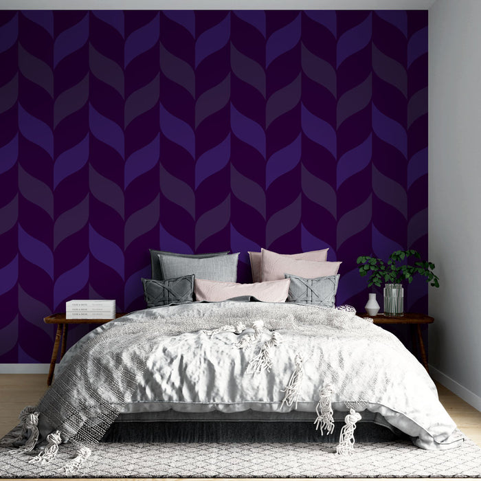 Papier peint géométrique | Vagues violettes et aubergine