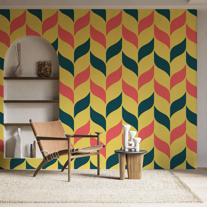 Papier peint géométrique | Motif en zigzag coloré