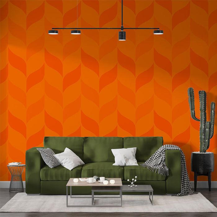 Papier peint motif géométrique orange | Design moderne et vibrant