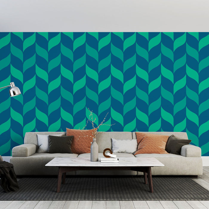 Papier peint motif vague | Bleu et vert