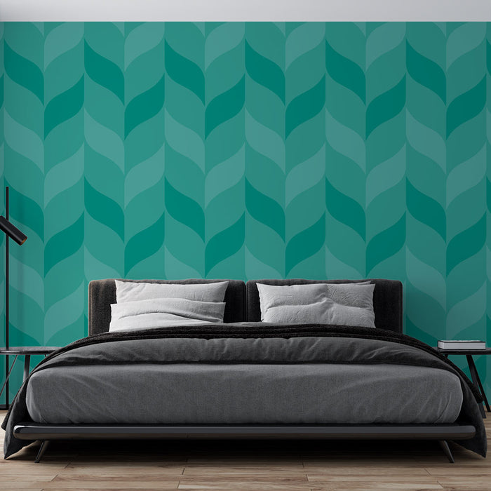 Papier peint motifs vagues | Vert émeraude