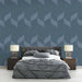 Papier peint bleu avec motif de feuilles pour chambre moderne et élégante