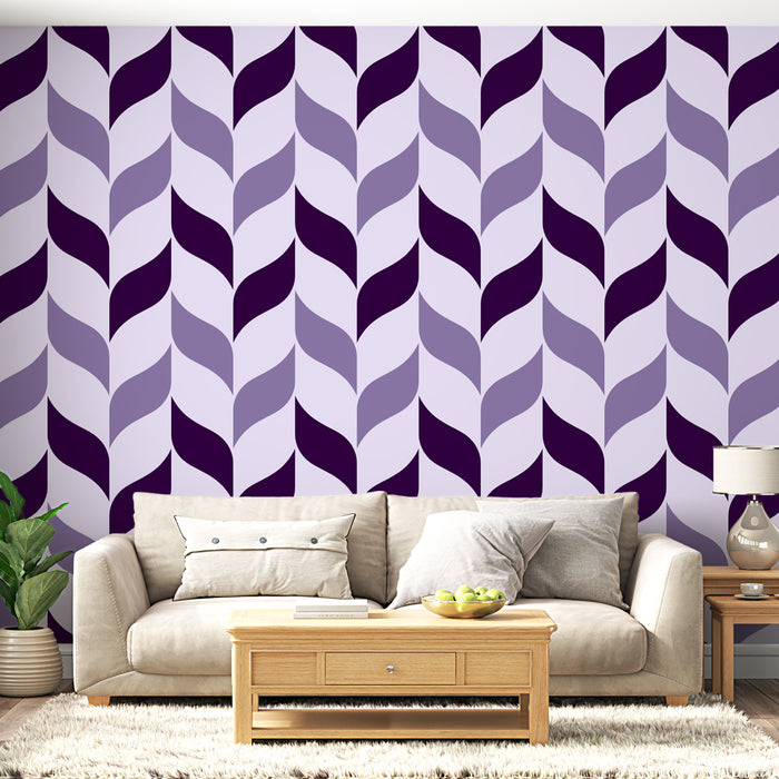 Papier peint motif géométrique | Vagues violettes et lavande