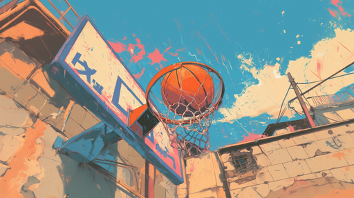 Papier peint basket Art urbain coloré