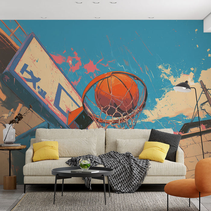 Papier peint basket | Art urbain coloré