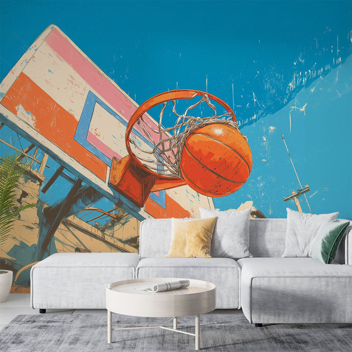 Papier peint basketball | Art urbain dynamique