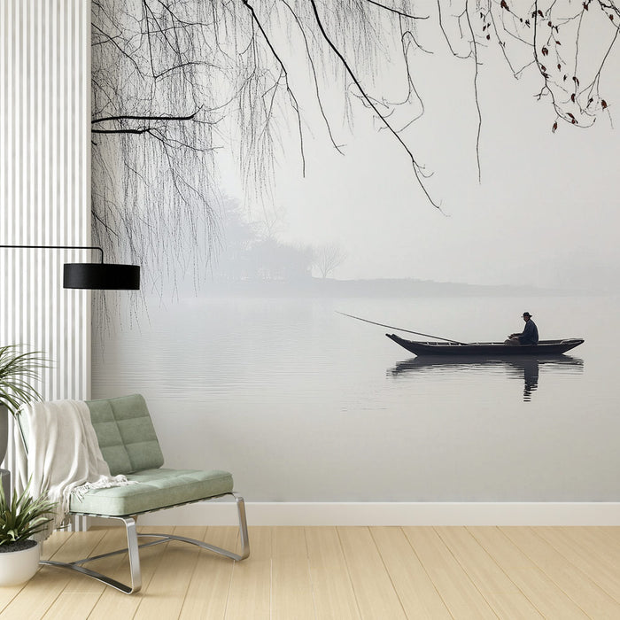 Papier peint lac brumeux | Scène de tranquillité