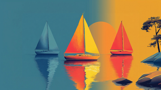 Papier peint voiliers colorés Illustration abstraite