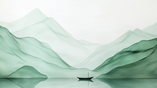 Papier peint paysage aquarelle Montagnes éthérées