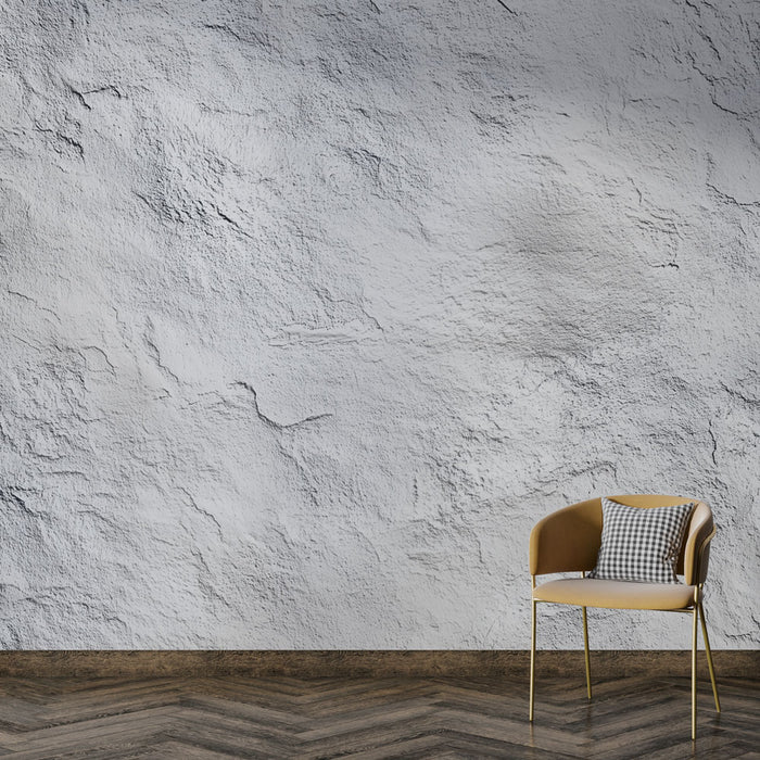 Papier peint texture plâtrée | Finition blanche rustique