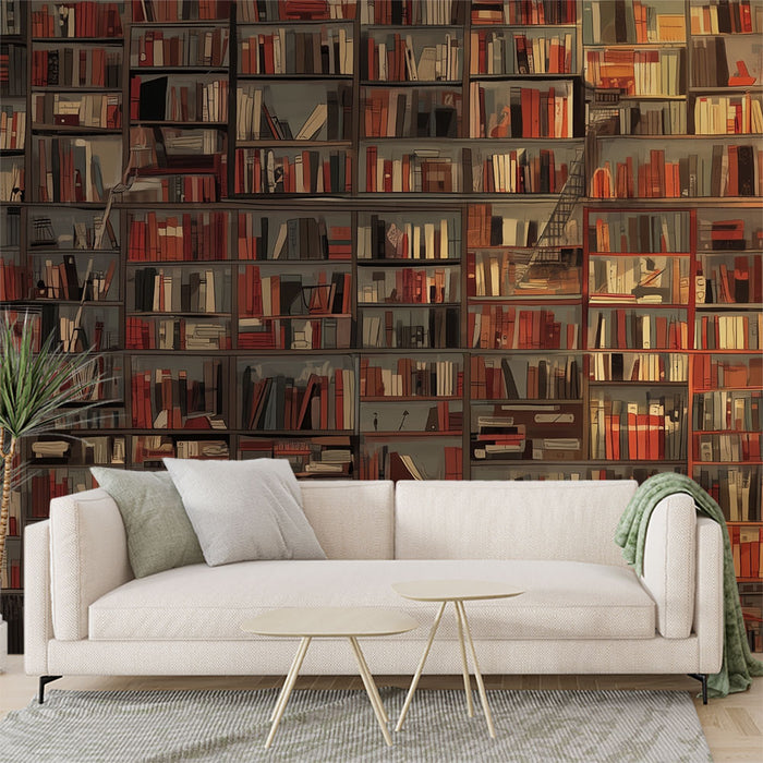 Papier peint bibliothèque | Design chaleureux et littéraire