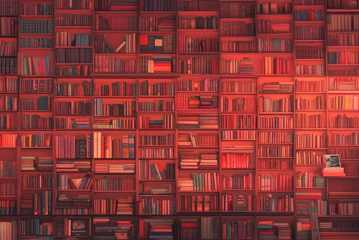 Papier peint bibliothèque Rouge rétro