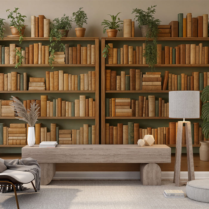 Papier peint bibliothèque | Décoration murale élégante