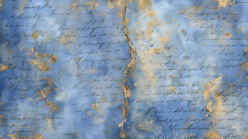 Papier peint abstrait Écriture dorée sur fond bleu