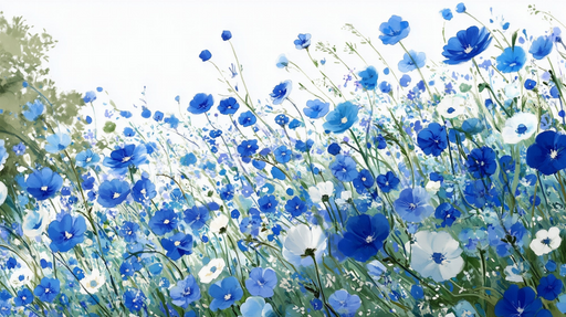 Papier peint fleurs bleues Évasion florale lumineuse