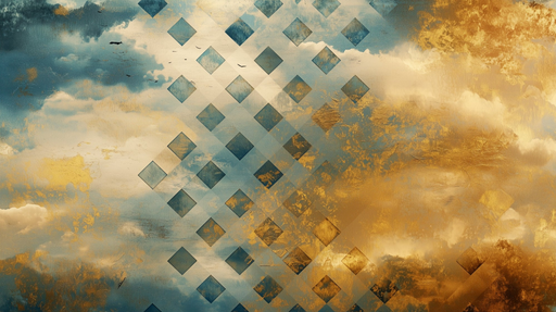 Papier peint nuage abstrait Art géométrique doré