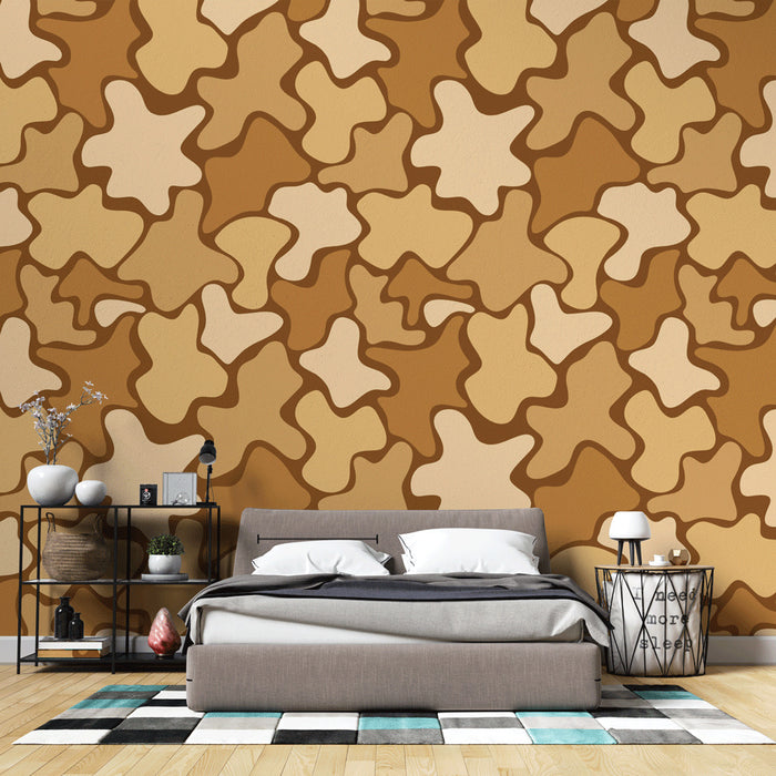 Papier peint abstrait | Motif organique beige et marron