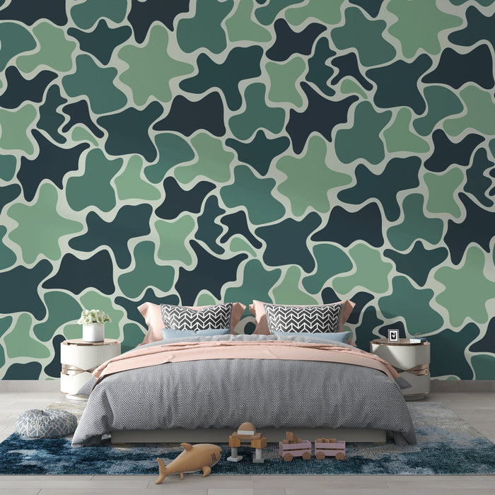 Papier peint camouflage | Motif organique vert