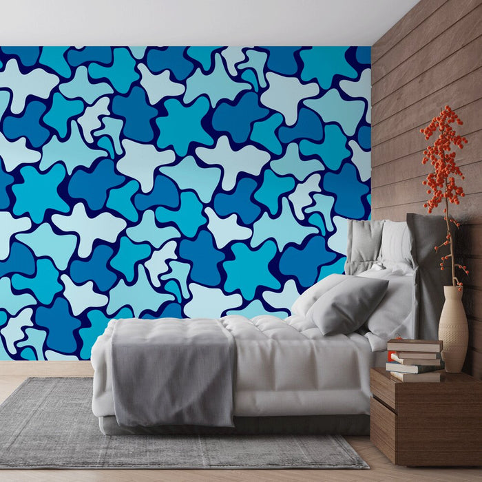 Papier peint abstrait | Motif organique bleu