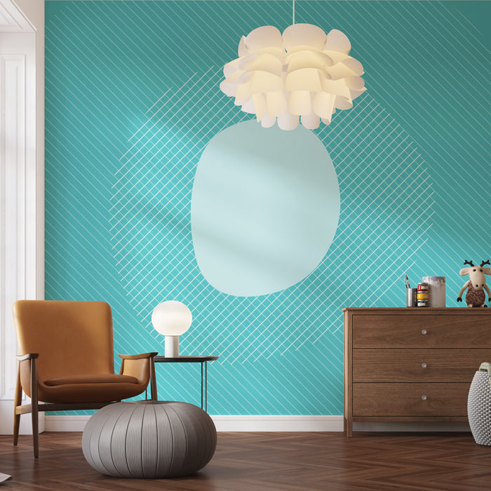 Papier peint turquoise | Motif abstrait moderne